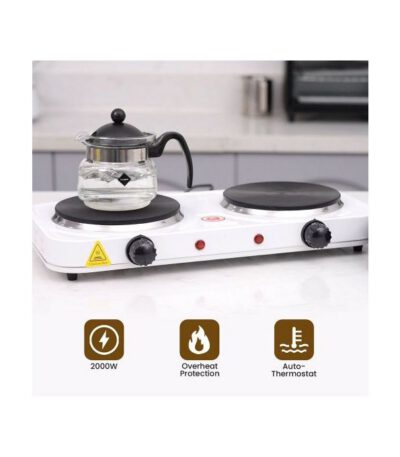 1000W + 1500W Two-position Electric Stove,Tea, Mocha, Coffee, Food Warmer-White