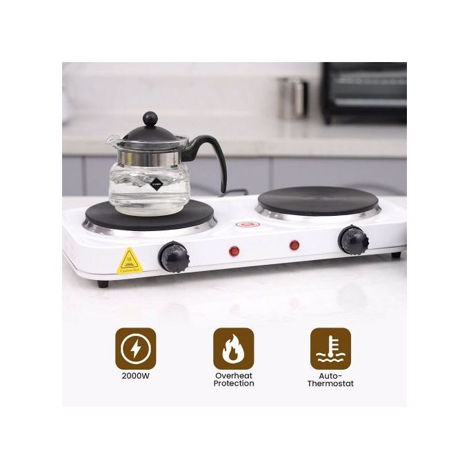 1000W + 1500W Two-position Electric Stove,Tea, Mocha, Coffee, Food Warmer-White