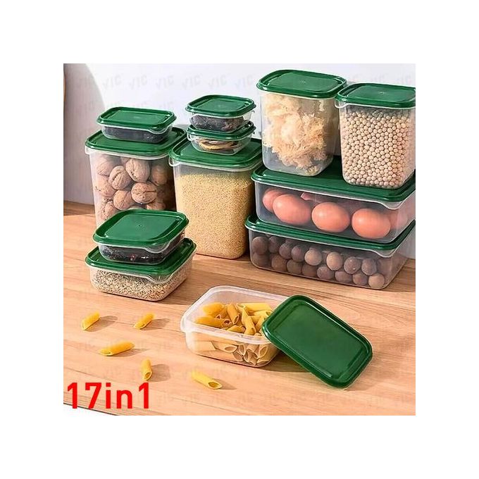Boîtes de Conservation Alimentaire - 17Pcs/Set Coffret De Conservation De Fraîcheur Boîte À Lunch En Plastique Réfrigérateur De Cuisine Emballage D'ingrédients Boîte À Lunch Pour Micro-Ondes - Electro Dakar Sénégal