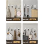 20 crochets en acier inoxydable - Crochets muraux adhésifs - 5 pièces de colle sans clous offertes