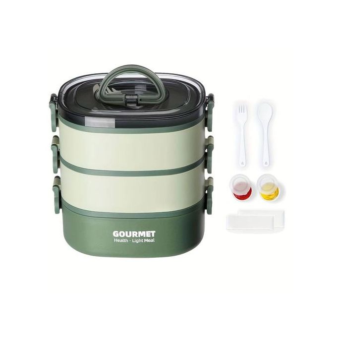 3 Layers 2L Large Capacity Lunch Box, Stainless Steel Insulated Lunch Box