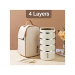4 Layer Lunch Box, Portable Stainless Steel Insulated Lunch Box With Lunch Bag