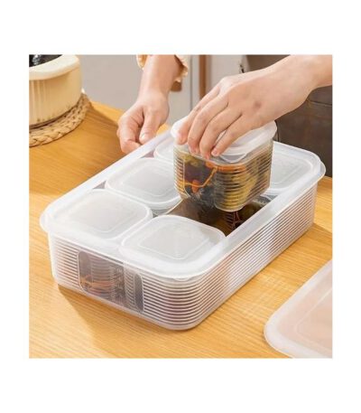 6+1Pcs Airtight Food Storage Container Set with Lid - White