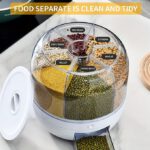 6Compartiments Pour Le Stockage Du Riz Et Des Céréales Distributeur, Pivotant à 360° Avec Couvercle
