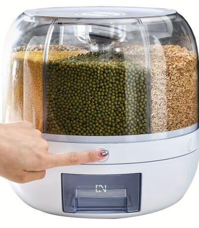 6Compartiments Pour Le Stockage Du Riz Et Des Céréales Distributeur, Pivotant à 360° Avec Couvercle