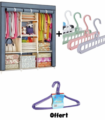 Armoire 3 Battants plus 4 porte cintre plus lot de 10 cintres offert