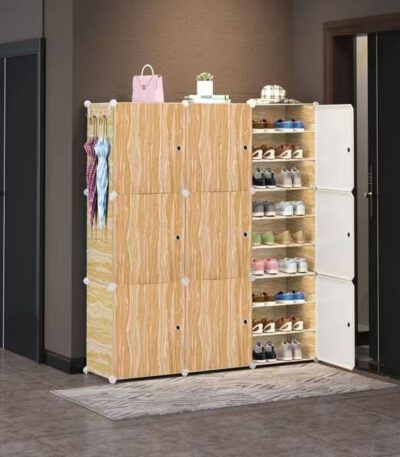 Armoire à Chaussures Meuble à Chaussures Etagère avec 6 Portes Plastique ( 54 paires )