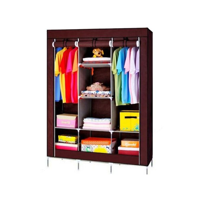 Armoire de rangement Penderie en Tissu - Marron
