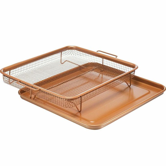 Bac cuivre antiadhésif, plateau de cuisson en maille de four+panier à chips