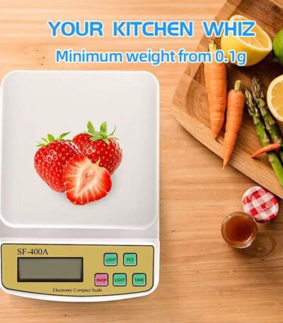 Balance de Cuisine Electronique 10 kg , balance numérique portable led 10 kilo pour aliments et autres, précision au gramme près electronic compact scale sf-400A