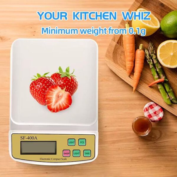 Balance de Cuisine Electronique 10 kg , balance numérique portable led 10 kilo pour aliments et autres, précision au gramme près electronic compact scale sf-400A