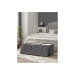 Banc pliable rembourré avec ottoman de rangement de 110 cm avec couvercle