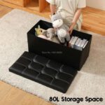 Banc rangement pliable pour la maison petit repose-pieds jusqu'à 300 kg (noir)