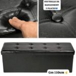 Banc rangement pliable pour la maison petit repose-pieds jusqu'à 300 kg (noir)