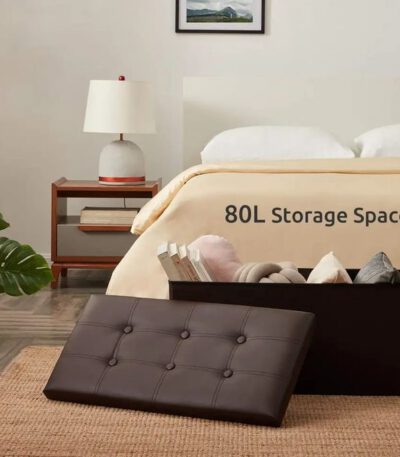 Banc rangement pliable pour la maison petit repose-pieds jusqu'à 300 kg (noir)
