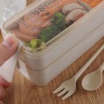 Boîte à lunch de 750ml en paille à 2 étages