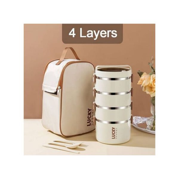 Boîte à Lunch Isotherme En Acier Inoxydable Avec Couvercle, Ensemble De 4 Pièces + Sac Isotherme