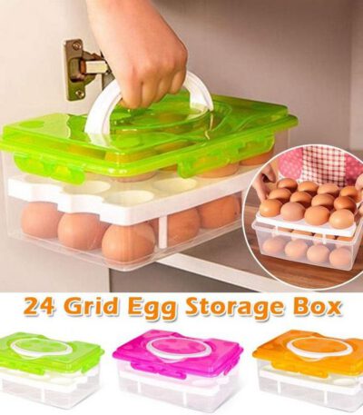 Boîte de rangement d'organisateur d'oeufs de double couche de 32 grilles