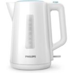 Bouilloire Électrique - 1.7 L, Couvercle à Ressort et Voyant Lumineux, Socle 360° - ‎2200 W - Blanc