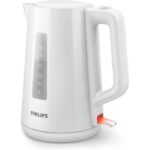 Bouilloire Électrique - 1.7 L, Couvercle à Ressort et Voyant Lumineux, Socle 360° - ‎2200 W - Blanc