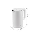 Bouilloire électrique 2.0 L à double paroi mise hors tension automatique contre la surchauffe. Blanc
