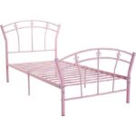 Cadre de lit en métal simple et élégant pour chambre d'enfant fille - 208x95x28cm - Rose