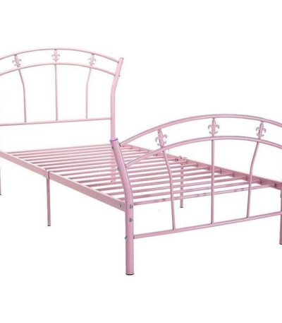 Cadre de lit en métal simple et élégant pour chambre d'enfant fille - 208x95x28cm - Rose