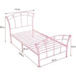 Cadre de lit en métal simple et élégant pour chambre d'enfant fille - 208x95x28cm - Rose