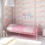 Cadre de lit en métal simple et élégant pour chambre d'enfant fille - 208x95x28cm - Rose