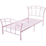 Cadre de lit en métal simple et élégant pour chambre d'enfant fille - 208x95x28cm - Rose