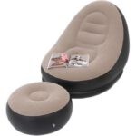 Chaise longue, pouf gonflable de luxe et repose-pieds avec tissu en peluche douce – Idéal pour la maison et le jardin, les jeux, les pique-niques, la plage, les festivals...