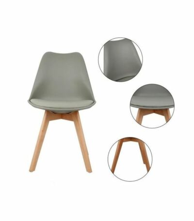 Chaise Scandinave Coque PP - Coussin - Gris