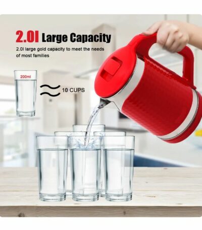 Chauffe eau Electrique - bouilloire electrique - rouge - 2 Litres
