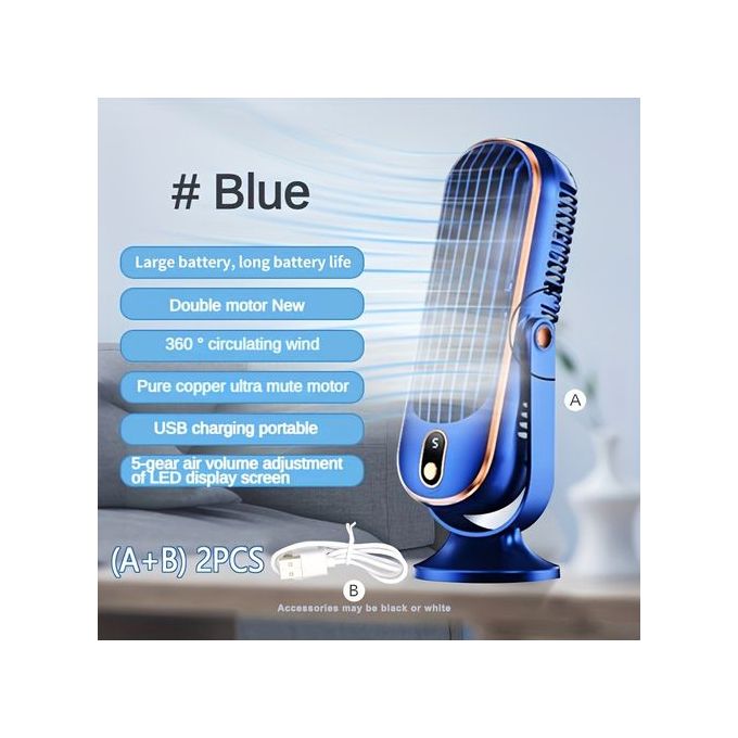 Climatiseur Portable Ventilateur De Refroidissement à 5 Vitesses - Bleu