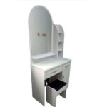 Coiffeuse Compact avec Tabouret en Bois Massif et Miroir