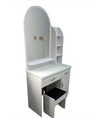 Coiffeuse Compact avec Tabouret en Bois Massif et Miroir