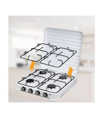 Cuisinière à Gaz Portable à Quatre Brûleurs, Cuisinière à Gaz De Camping, Facile à Nettoyer - Blanc