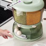 Distributeur de Cereales rotatifs à 360° - 6 compartiments - 6,4 kg avec boîte de rangement pour œufs