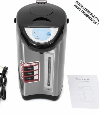 Distributeur D'eau Chaude de Comptoir en Acier Inoxydable, Pot à Eau Chaude Électrique, 4.8L Café et Thé Instantané