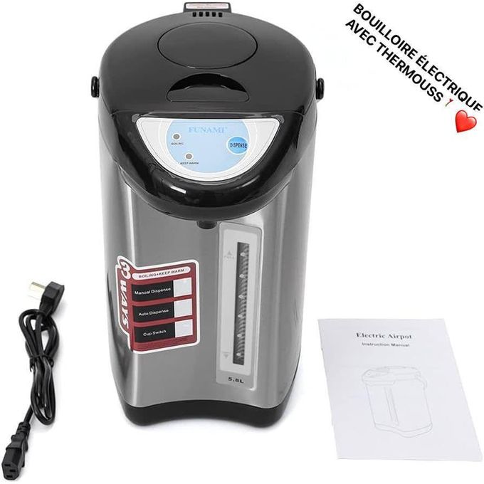 Distributeur D'eau Chaude de Comptoir en Acier Inoxydable, Pot à Eau Chaude Électrique, 4.8L Café et Thé Instantané