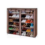 Double Range Chaussures - 12 étagères - Marron - 36 paires