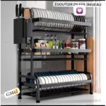 Égouttoir à vaisselle de cuisine en métal d'acier - rangement pour cuisine