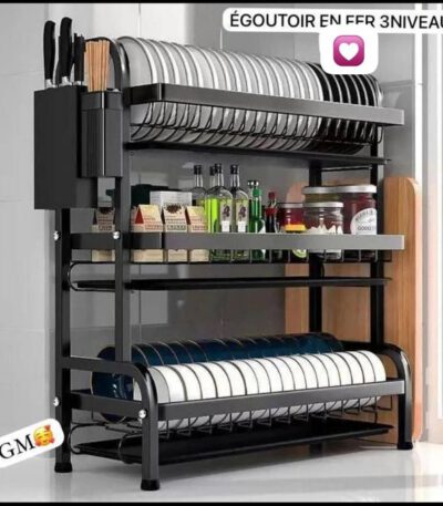 Égouttoir à vaisselle de cuisine en métal d'acier - rangement pour cuisine