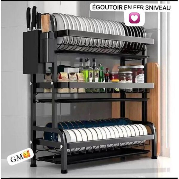 Égouttoir à vaisselle de cuisine en métal d'acier - rangement pour cuisine