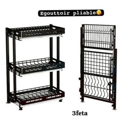 EGOUTTOIR A VAISSELLE MURAL Égouttoir à 3 niveaux et étagère de rangement de cuisine