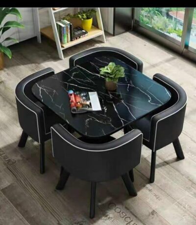 Ensemble 5 Pièces table et 4 chaises de bar de cuisine pour petit déjeuner - Table ronde et chaise - Table de négociation combinée de bureau de réception et chaise - Convient...