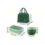 Ensemble Boîte à Lunch 3 Pièces Avec Couverts, Sac Thermique, Tasse De Petit-déjeuner Vert