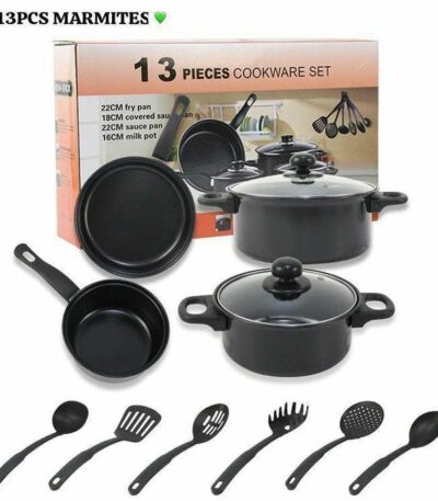 Ensemble de 13 pièces ustensiles de cuisine poêles, casseroles et ustensiles de service
