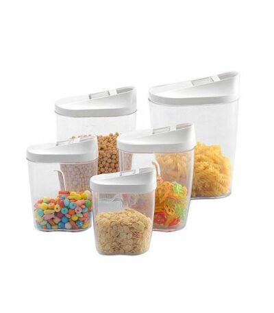 Ensemble De Cinq Boîtes De Rangement De Céréales De Cuisine Transparentes Pour La Maison