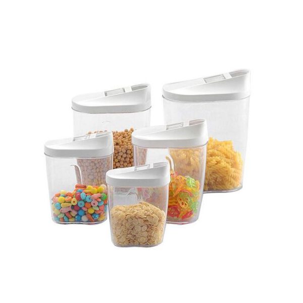 Ensemble De Cinq Boîtes De Rangement De Céréales De Cuisine Transparentes Pour La Maison